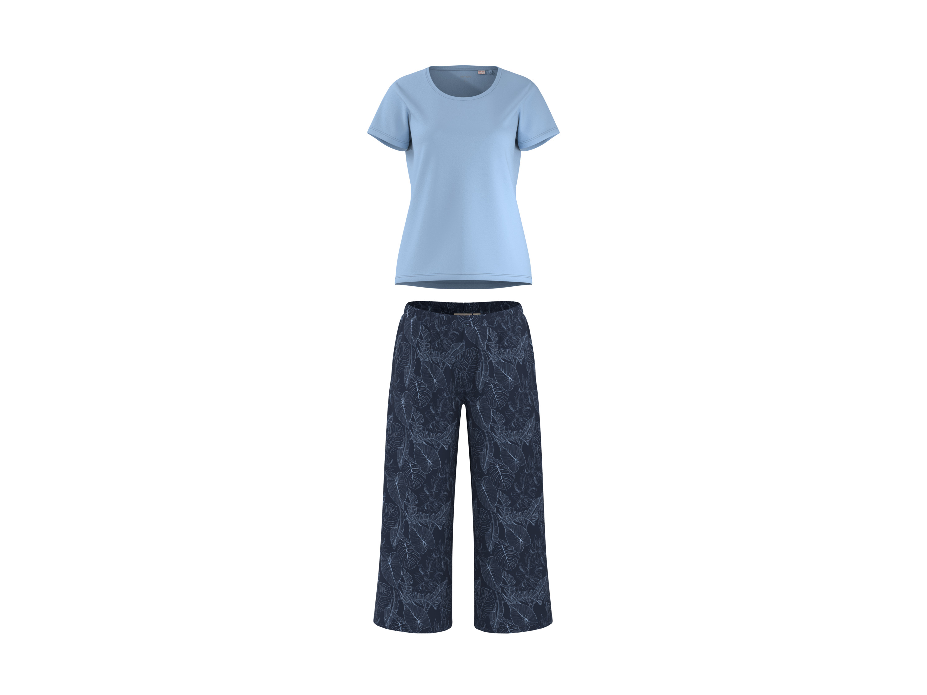 ESMARA® Damen Pyjama (hellblau/navy, L(44/46))