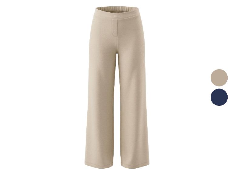 Beige weite Hose mit Farboptionen in Beige und Dunkelblau.