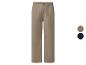 Herrenhose in Beige mit elastischem Bund und Seitentaschen, mit Farbmustern in Beige und Marineblau.