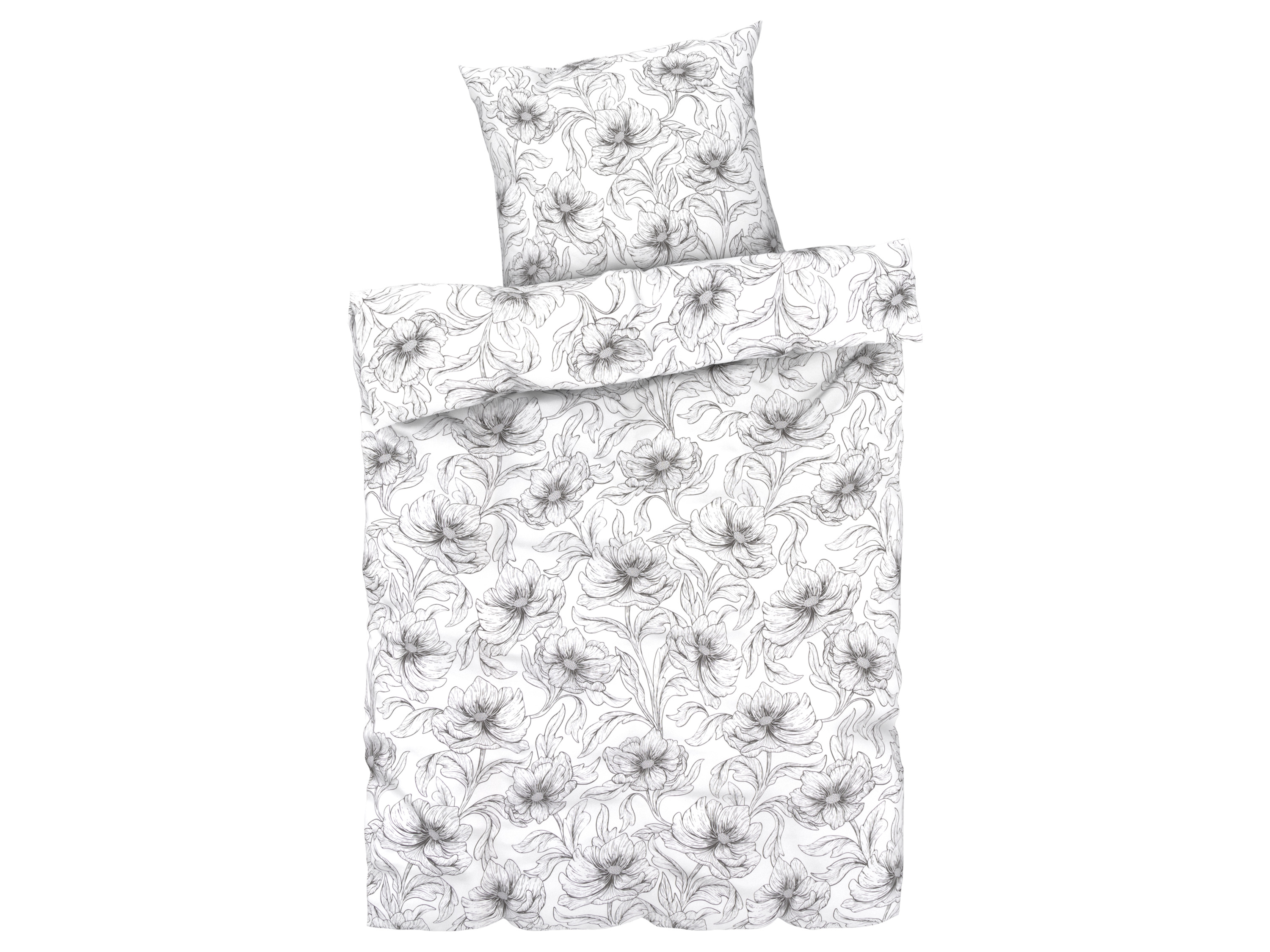 LIVARNO home Bettwäsche Edel-Renforcé 135 x 200 cm (Achtung: OSDE) (Blumen/weiß)““ | Blumen grün/braun