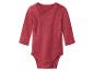 Roter Langarm-Babybody mit Wickelverschluss.