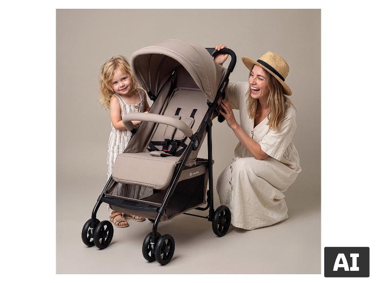 BABYGO Buggy Easy Travel mit Mutter und Kind. [KI-generiertes Bild]
