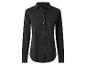 Schwarzes Damen-Jeanshemd mit langen Ärmeln.