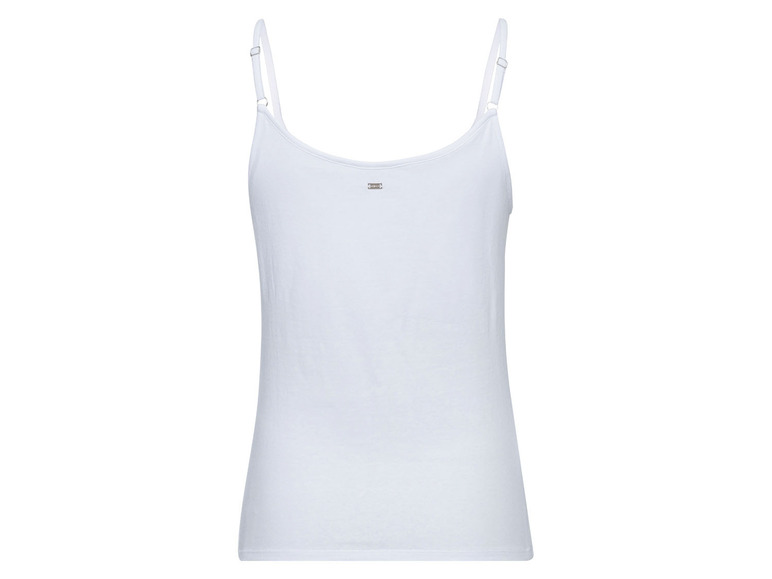 Ein weißes Spaghettiträger-Top.