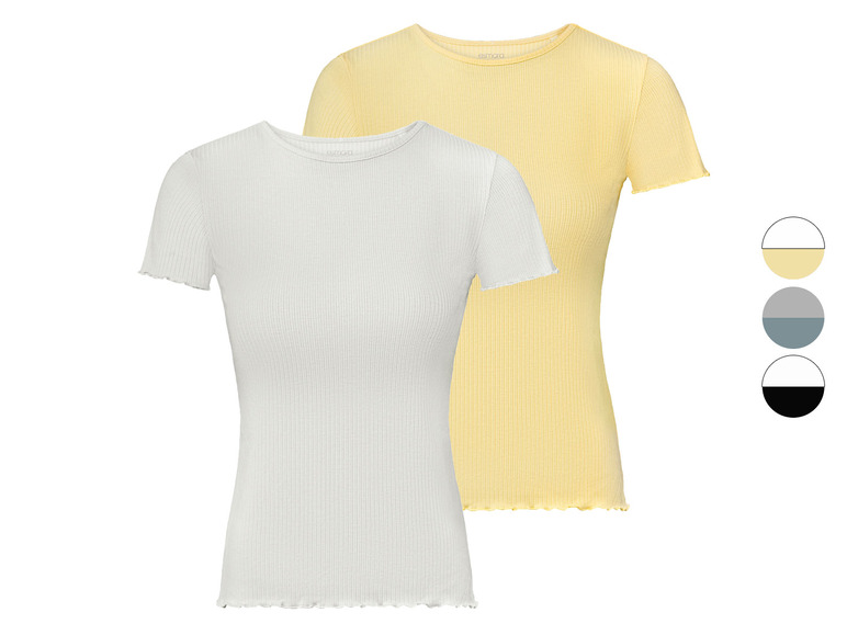 Gehe zu Vollbildansicht: esmara® Damen T-Shirt, 2 Stück, in Ripp-Qualität mit Rundhalsausschnitt - Bild 1