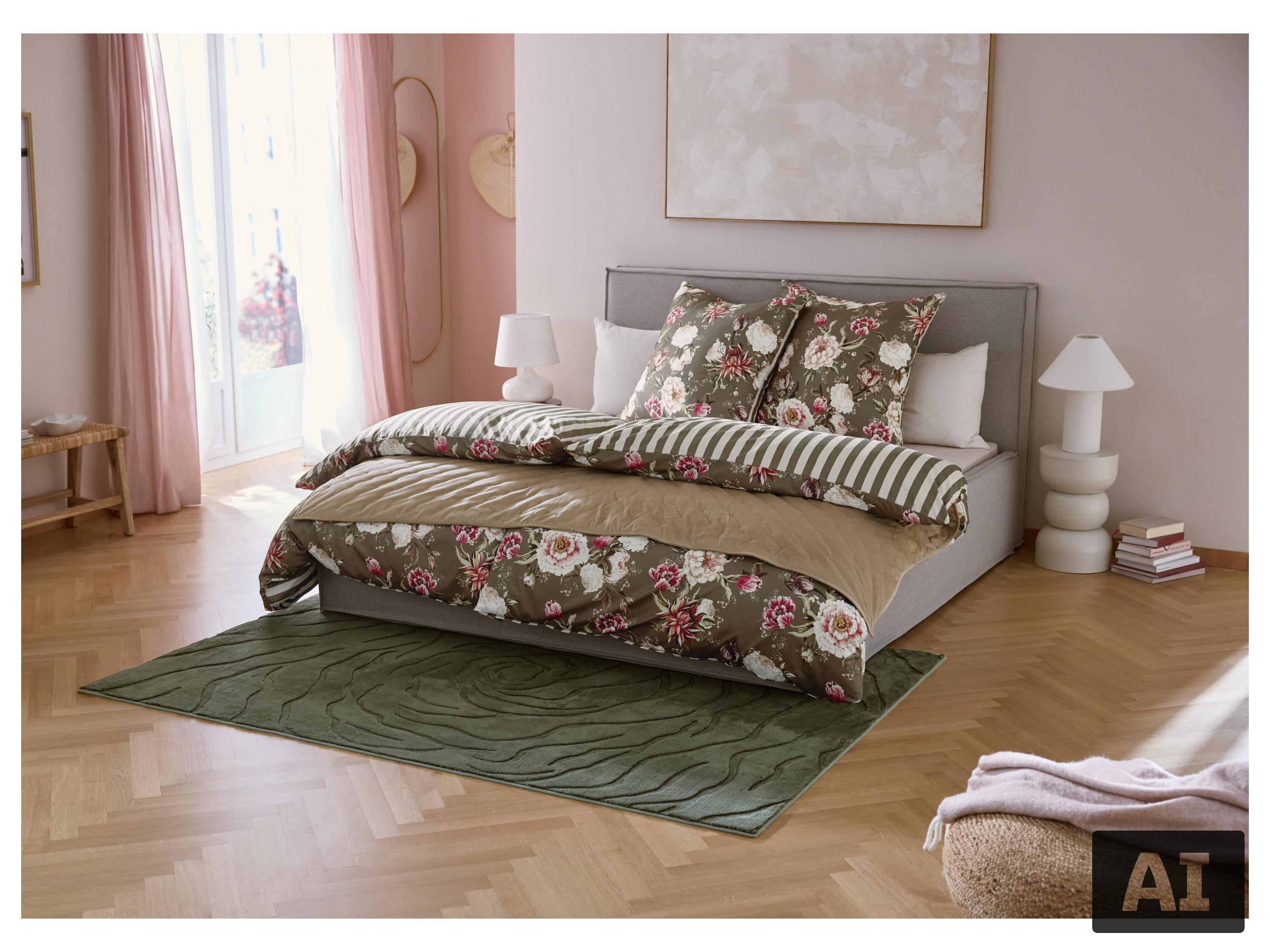 LIVARNO® Mikrofaser-Satin-Wendebettwäsche, 135 x 200 cm (Grün) – Bild 2 von 4