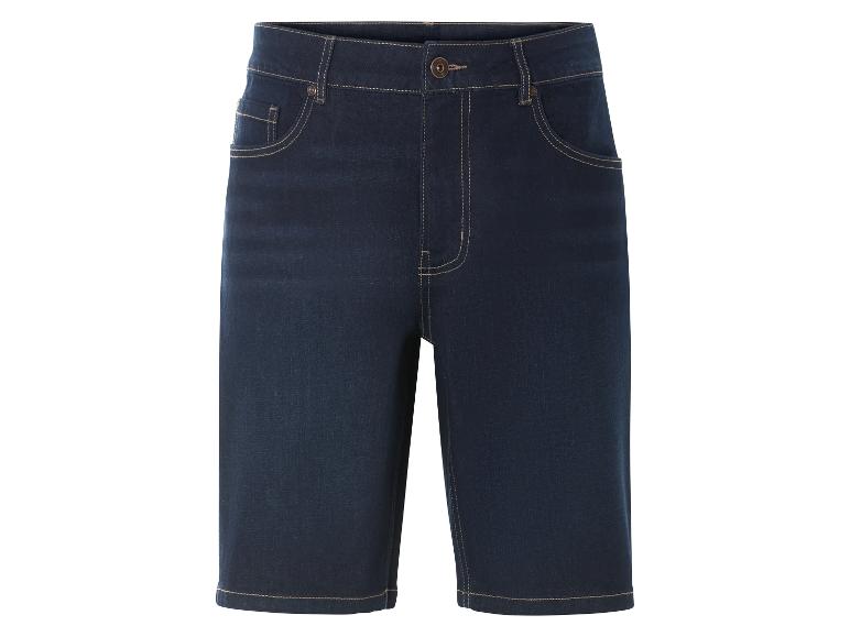Dunkelblaue Jeans-Shorts.