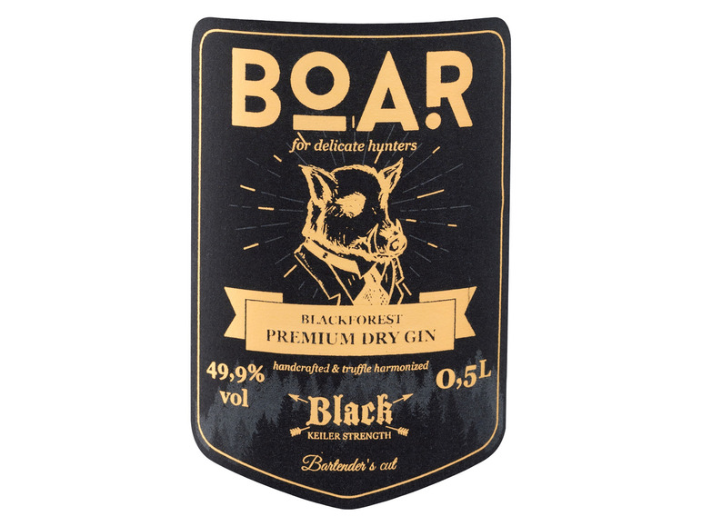 Gehe zu Vollbildansicht: Boar Blackforest Premium Dry Gin Black Edition 49,9% Vol - Bild 2