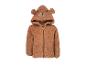 Braune Teddyfleece-Kinderjacke mit Bärenkapuze