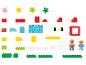 LUPILU® Clippys Junior Bausteine-Set mit bunten Steinen, Figuren und Blumen.