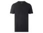 Schwarzes Herren-T-Shirt mit kurzen Ärmeln und kleinem grauem Logo im Nackenbereich