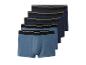Ein Set aus fünf Herren-Boxershorts in Blau- und Marineblautönen.