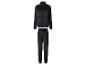 Schwarzer Velours-Trainingsanzug mit Reißverschlussjacke und passender Jogginghose.