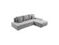 Graue Eckcouch aus Cordstoff.