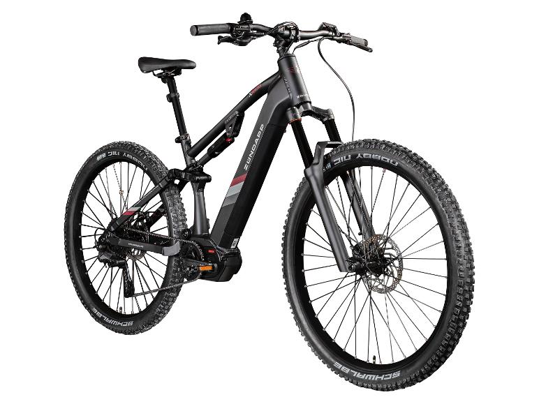 Schwarzes Zündapp E-Mountainbike mit Schwalbe Nobby Nic Reifen.