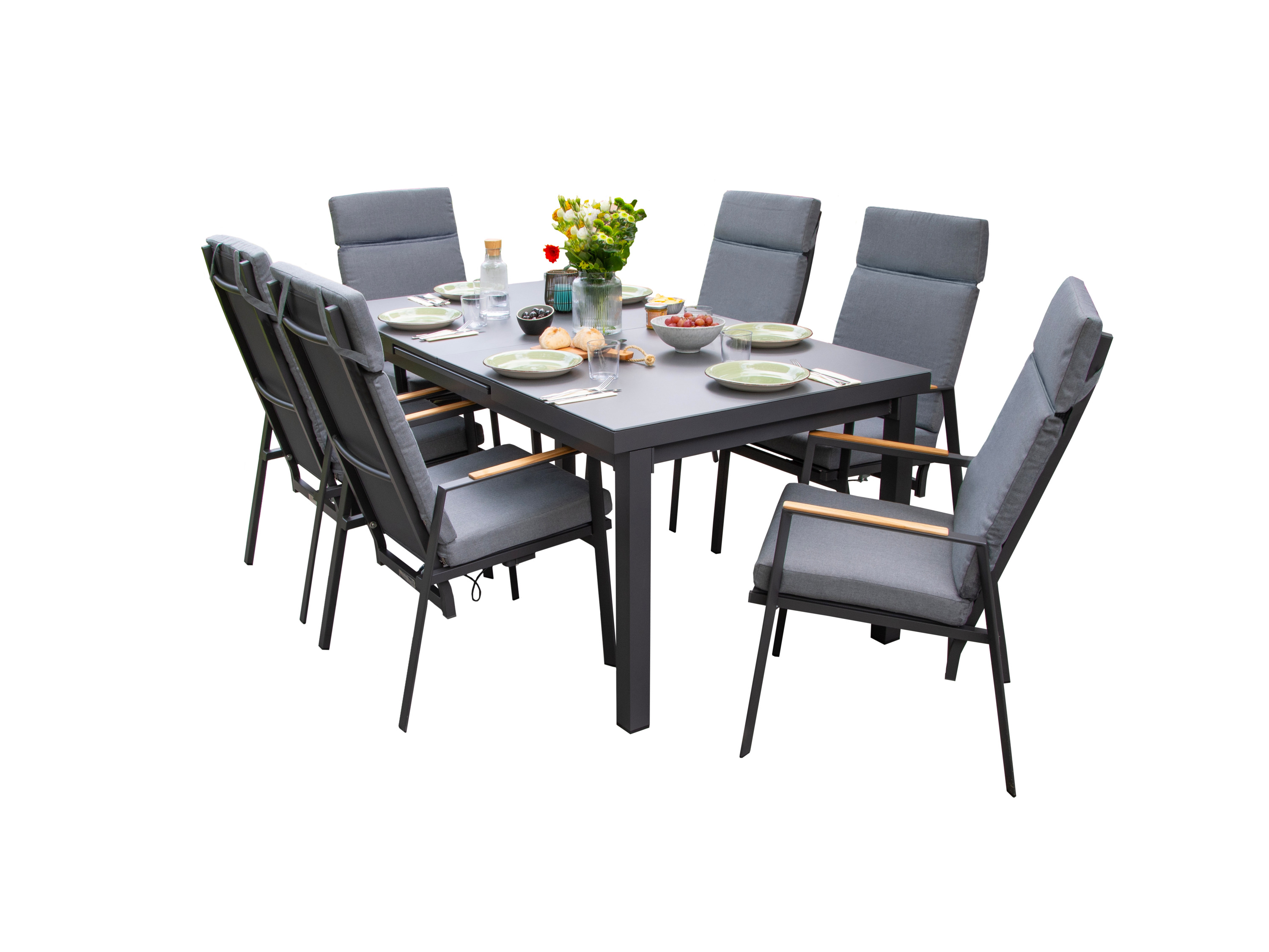 Thumbnail - bellavista - Home & Garden® Dining-Set Boston M / Newport (6 Hochlehner-Stapelsesseln)""