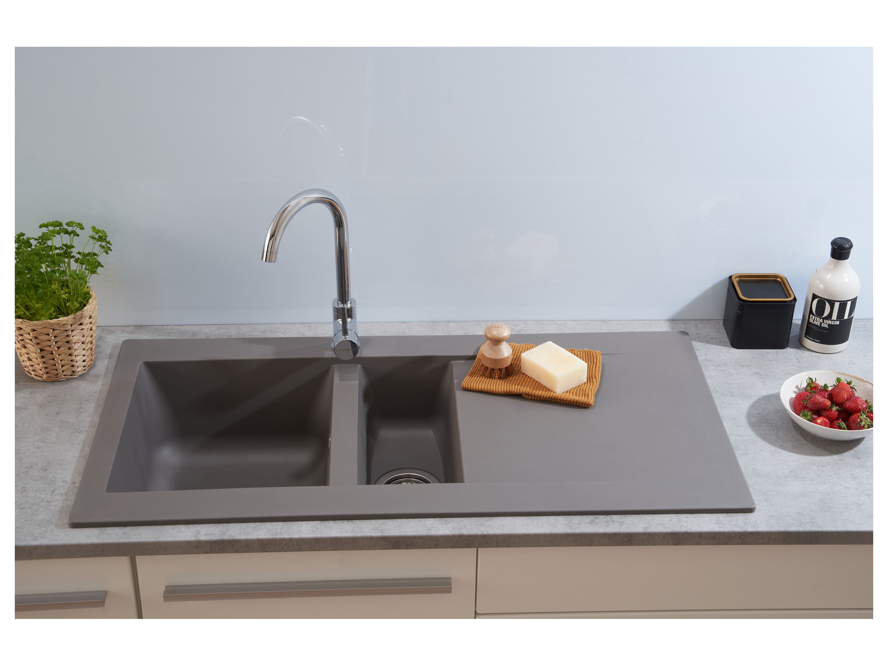RESPEKTA Einbauspüle Denver (Betongrau, 100 x 50 cm) – Bild 2 von 4