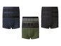 Drei Paar Boxershorts in Schwarz, Dunkelblau und Grau-Grün