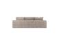 Beiges modulares Cordsofa mit großen Kissen.