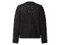 Schwarzer Strickpullover mit Lochstrickdetails an Schultern und Rücken.