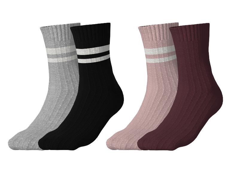 ESMARA KIDS Kinder Thermosocken, 2 Paar: grau, schwarz, rosa und bordeauxfarben mit Streifen.