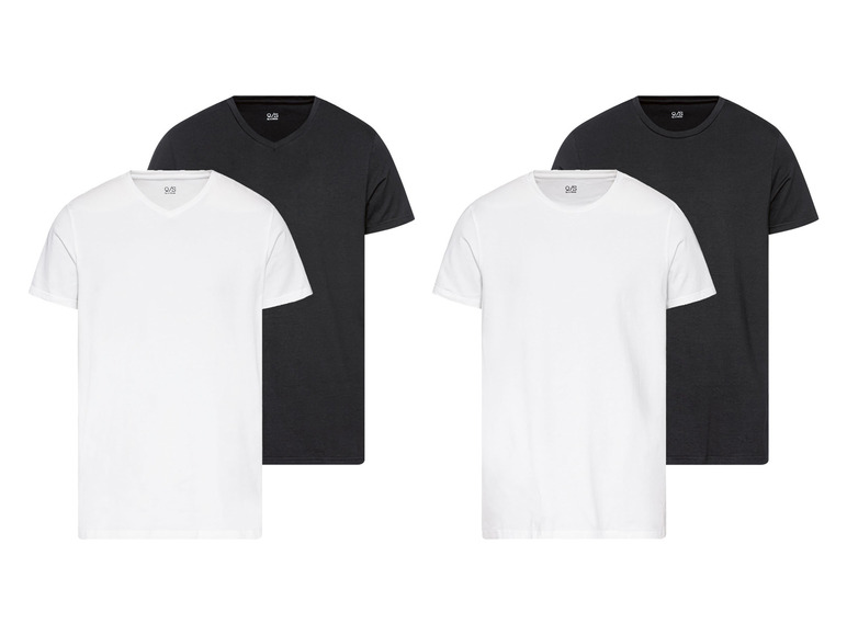 Gehe zu Vollbildansicht: QS by s.Oliver Herren Unterhemd, 2 Stück, mit hohem Baumwollanteil, schwarz/weiß - Bild 1