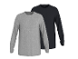 Zwei Langarm-T-Shirts für Herren, eines in Grau und eines in Schwarz.