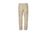 Beige Cargohose mit elastischem Bund und Seitentaschen.
