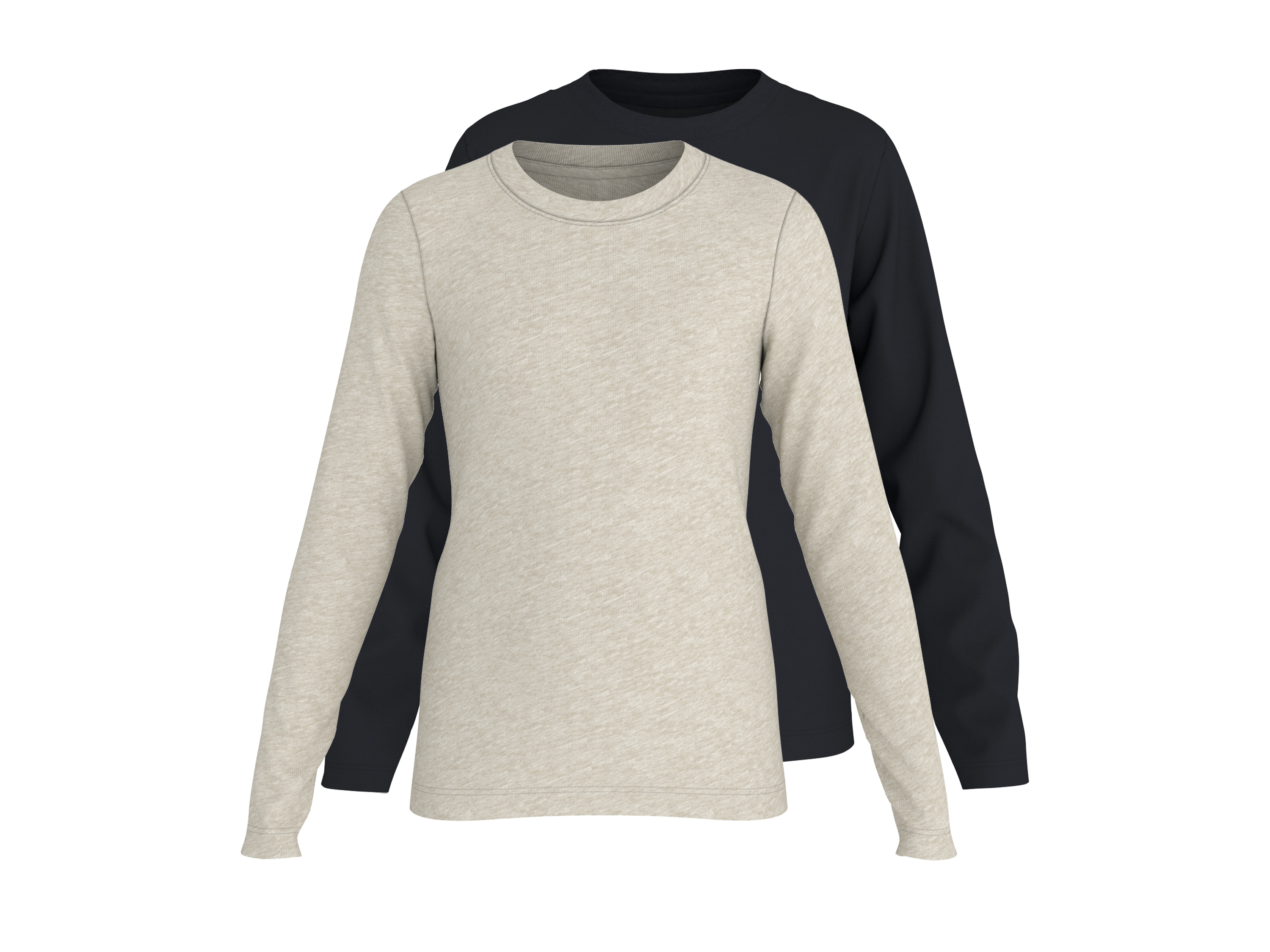ESMARA KIDS Kinder Langarmshirts, 2 Stück (schwarz/beige, 134/140)""