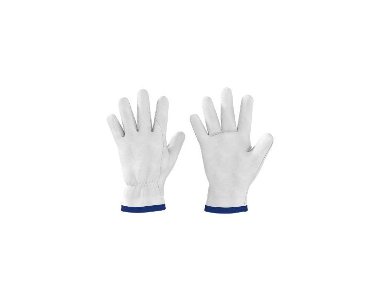 Weiße Arbeitshandschuhe mit blauen Bündchen