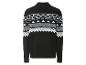 Schwarzer Pullover mit weißem skandinavischem Muster.