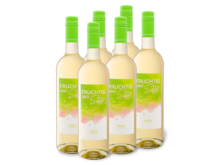 6 x 0,75-l-Flasche Weinpaket Fruchtig und Süß Baden QbA süß, Weißwein