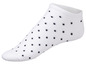 Weiße Socken mit schwarzen Punkten.