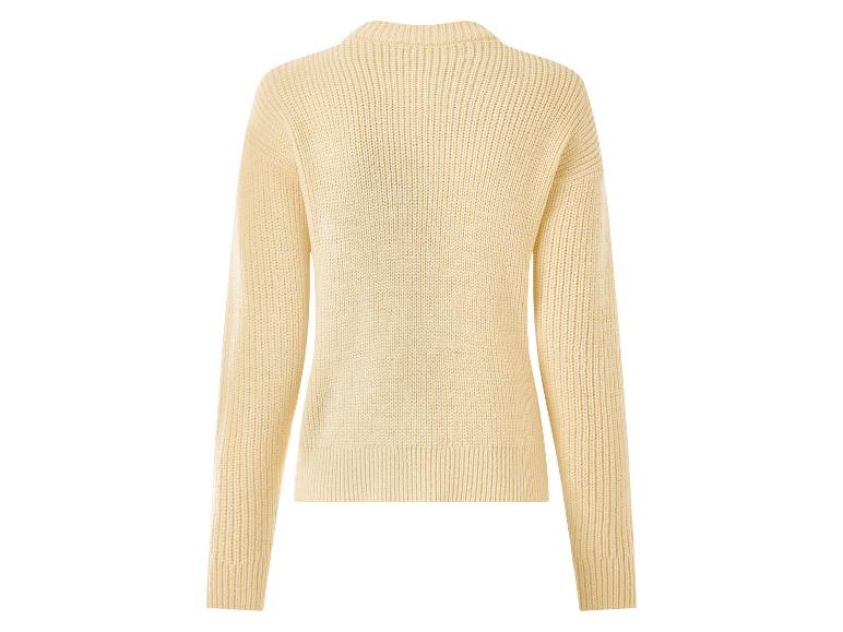 Damen-Strickpullover in Hellbeige mit langen Ärmeln, Rückansicht