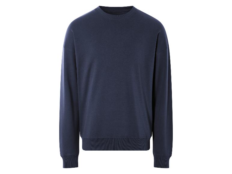 Dunkelblauer Sweatshirt mit langen Ärmeln.