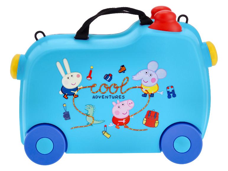 Blauer Kinderkoffer mit Zeichentrickfiguren und dem Text „Cool Adventures“.