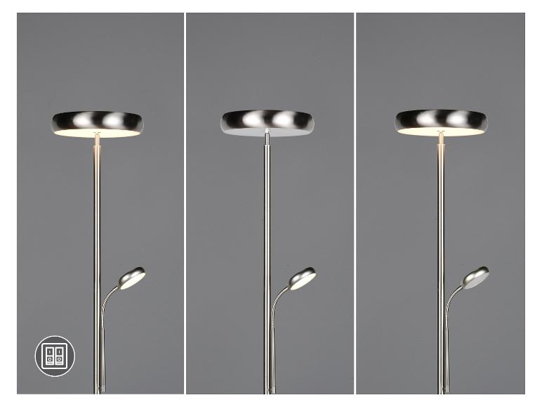 Stehlampe mit integrierter Leselampe, mit drei verschiedenen Lichteinstellungen.