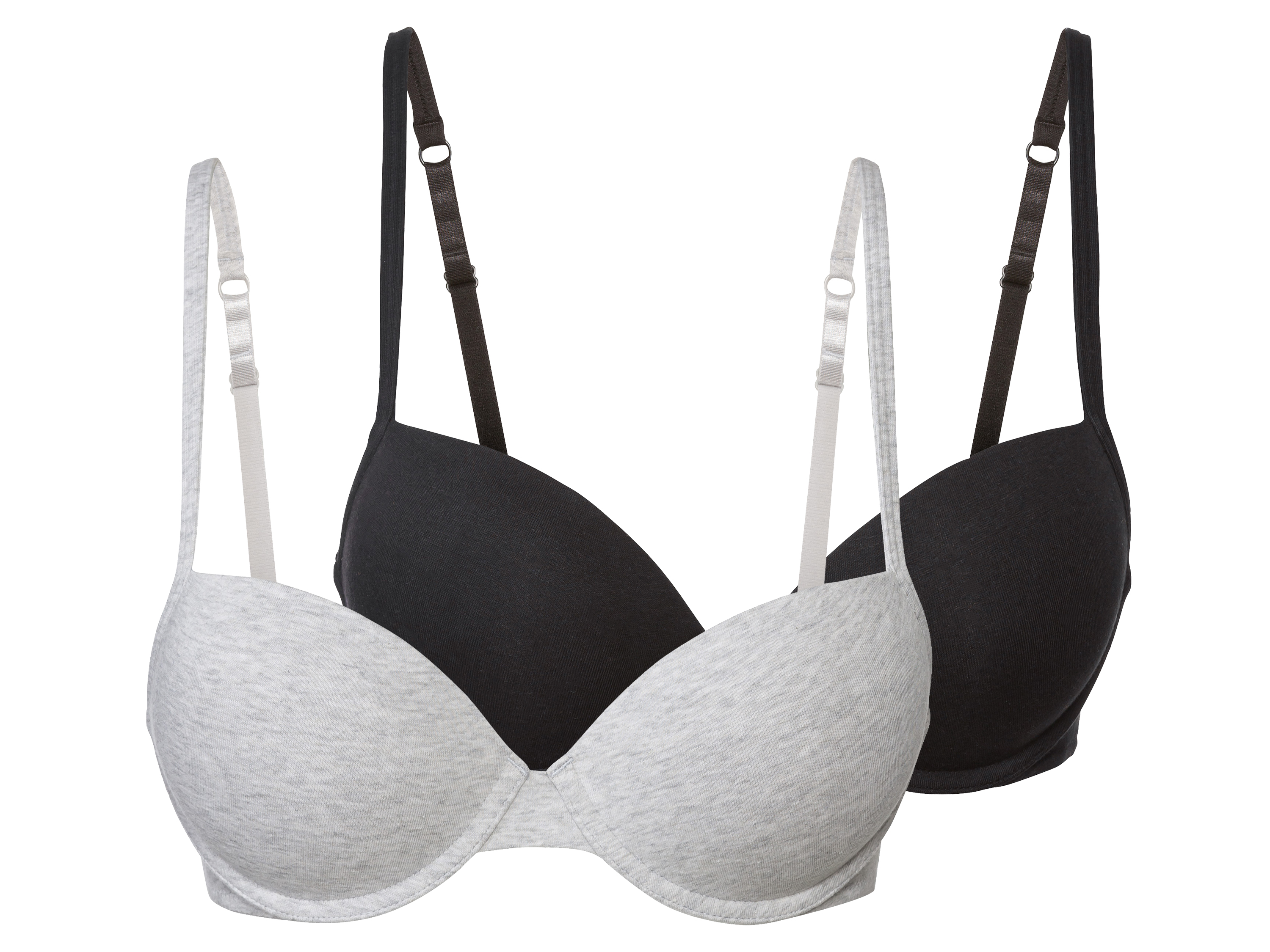 esmara® Damen Bügel BH, 2 Paar (Schwarz/Grau, 85C) | 04334036082645