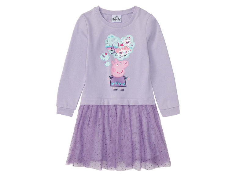 Peppa Pig Mädchenkleid mit langen Ärmeln und Tüllrock.