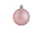 Eine matte rosa Weihnachtskugel mit silbernem Aufhänger.