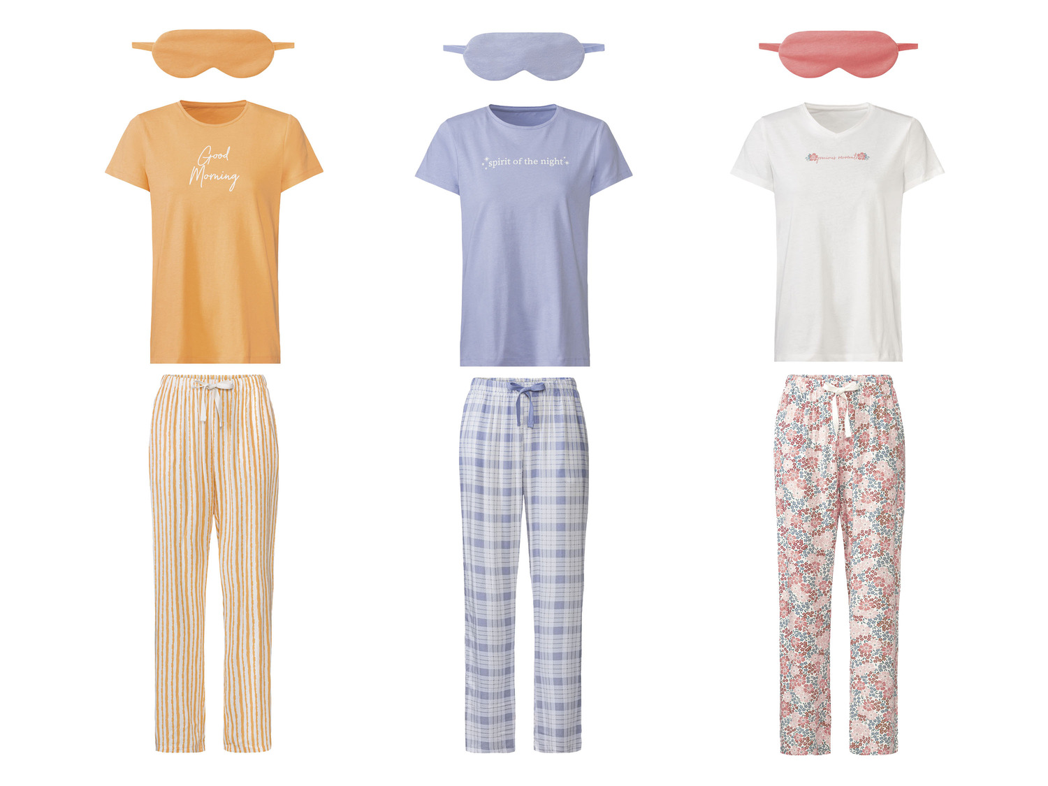 esmara® Damen Pyjama-Set 3-teilig mit Schlafmaske