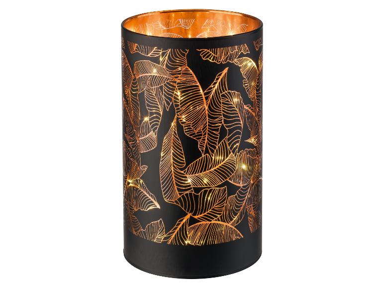 Schwarze dekorative LED-Lampe mit goldenem Blattmotiv