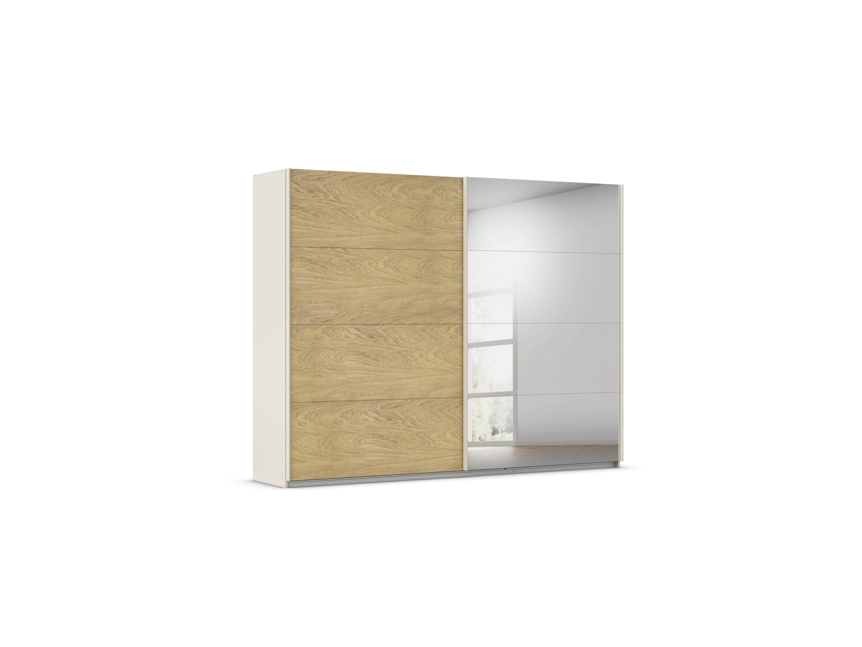 RAUCH ORANGE Malva-Extra Schwebetürenschrank (mit Spiegel, Eiche Furnier/Beige, Breite 271 cm / Höhe 210 cm)
