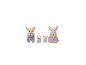 Eine Familie von vier Chihuahua-Figuren, zwei Erwachsene und zwei Babys, in farbenfrohen Outfits.