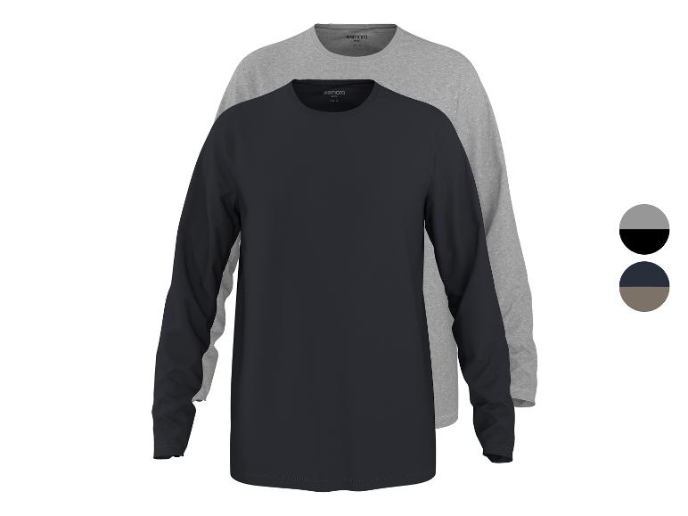 Zwei Herren-Langarmshirts: ein dunkelblaues und ein graues.