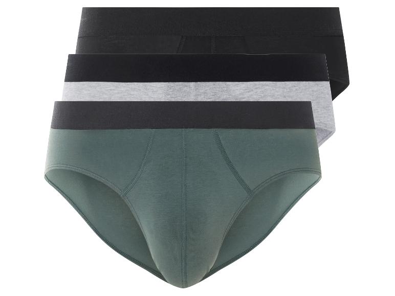 Drei Slips: grün, grau und schwarz.