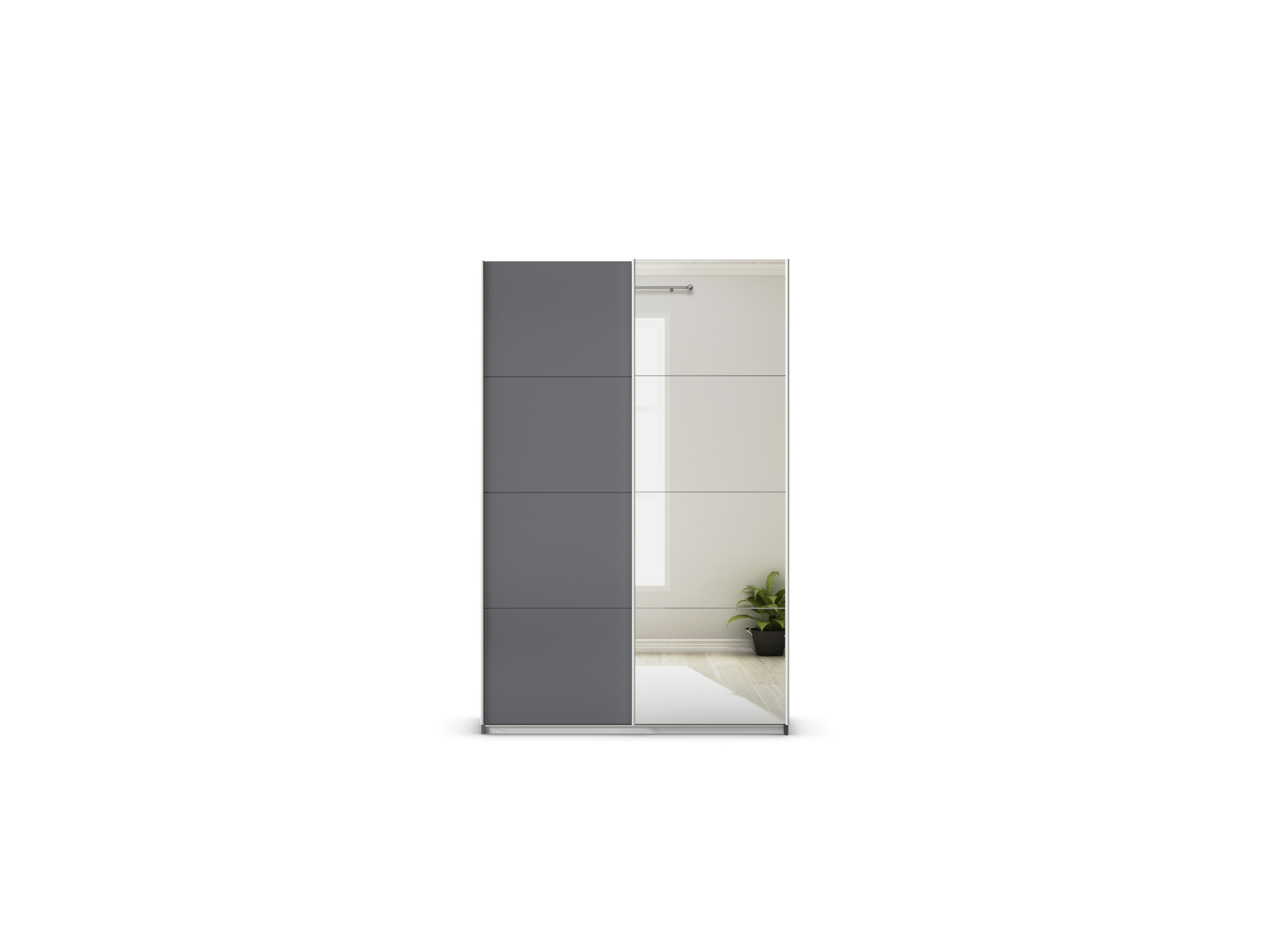 RAUCH ORANGE Quadra Schwebetürenschrank mit Spiegelelementen (Classic-Zubehör, Korpus: Graumetallic, 136 x 210 cm) – Bild 3 von 4