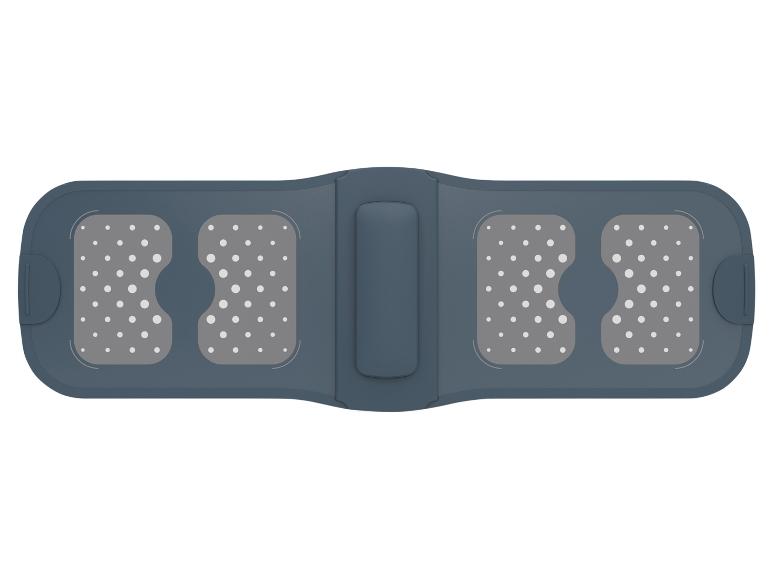 Blauer elektrischer Massagegürtel mit Stimulationspads.