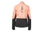 Orange-schwarze Sportjacke mit Streifenmuster und Kordelzug.