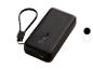 Schwarze Powerbank mit strukturierter Oberfläche und Handschlaufe.